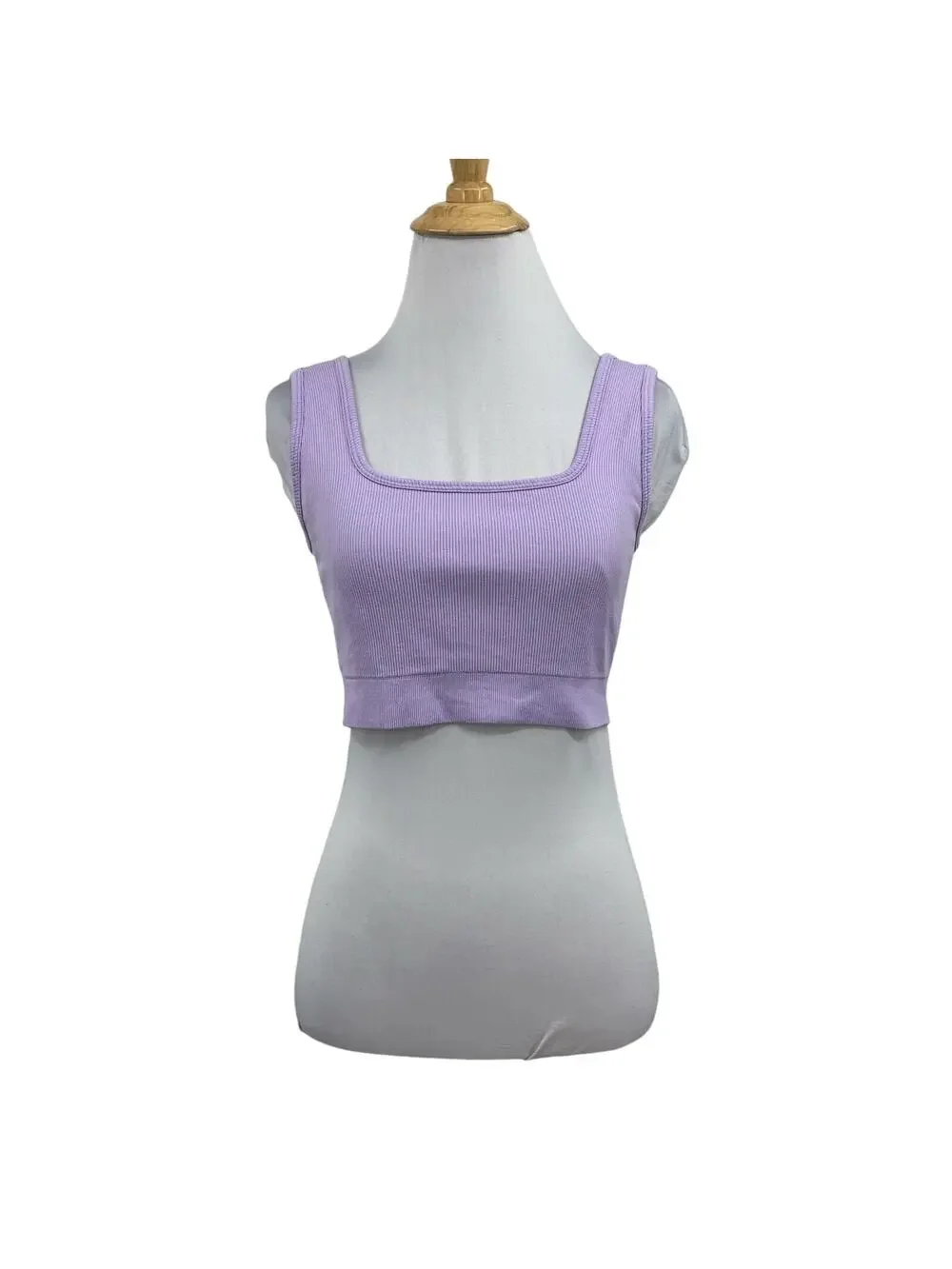 Fabletics Sports Bra Womens L‎ Large Lavender Jas Seamless Ribbed Square Neck